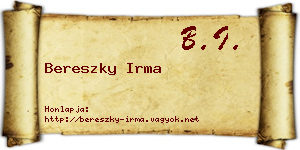 Bereszky Irma névjegykártya